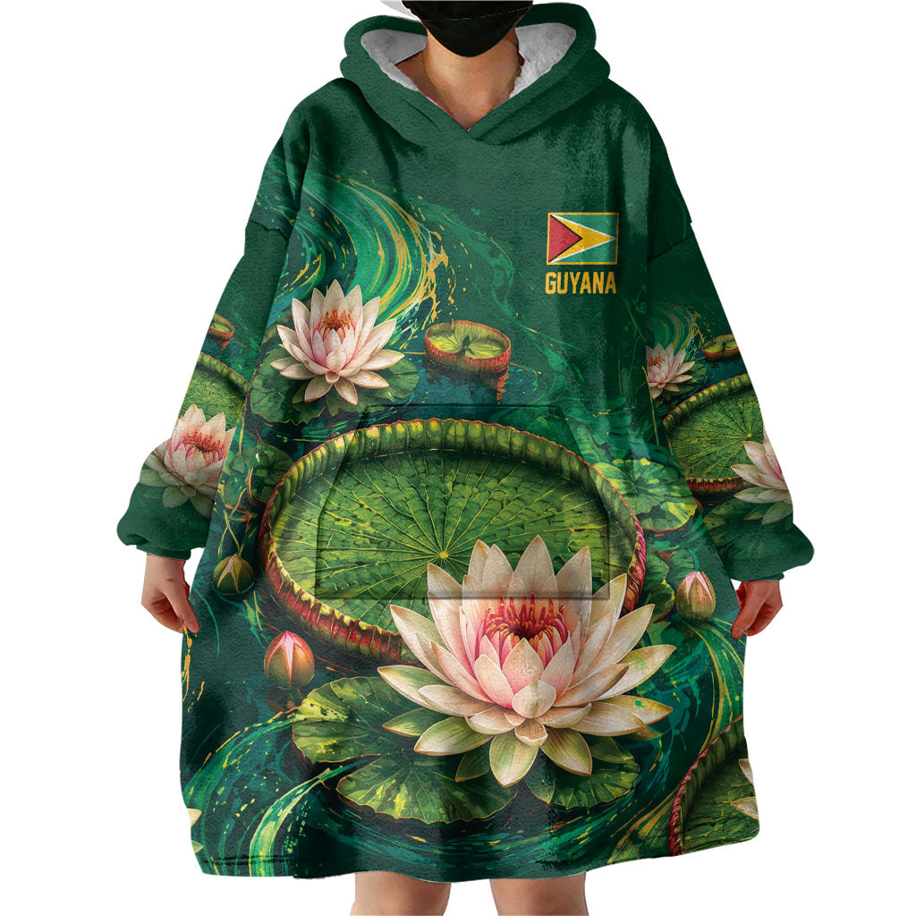 Custom Women’s Cricket Guyana Floral Series Wearable Blanket Hoodie Victoria Amazonica Giant Water Lily