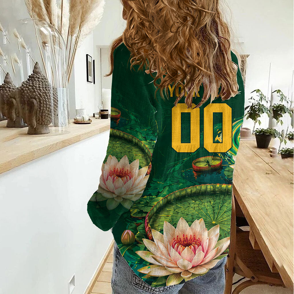 Custom Women’s Cricket Guyana Floral Series Women Casual Shirt Victoria Amazonica Giant Water Lily
