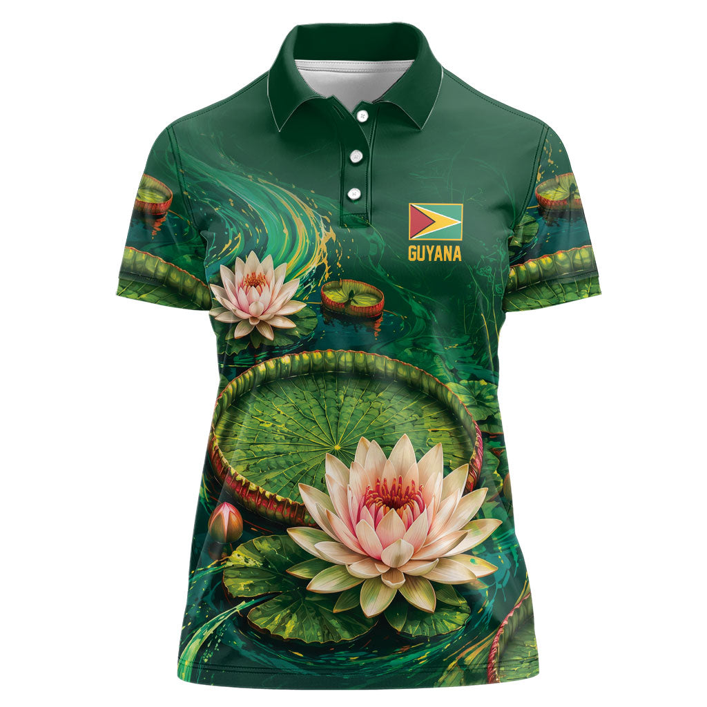Custom Women’s Cricket Guyana Floral Series Women Polo Shirt Victoria Amazonica Giant Water Lily