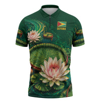 Custom Women’s Cricket Guyana Floral Series Zipper Polo Shirt Victoria Amazonica Giant Water Lily