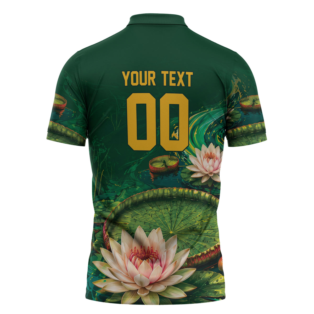 Custom Women’s Cricket Guyana Floral Series Zipper Polo Shirt Victoria Amazonica Giant Water Lily