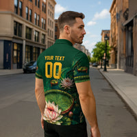Custom Women’s Cricket Guyana Floral Series Zipper Polo Shirt Victoria Amazonica Giant Water Lily