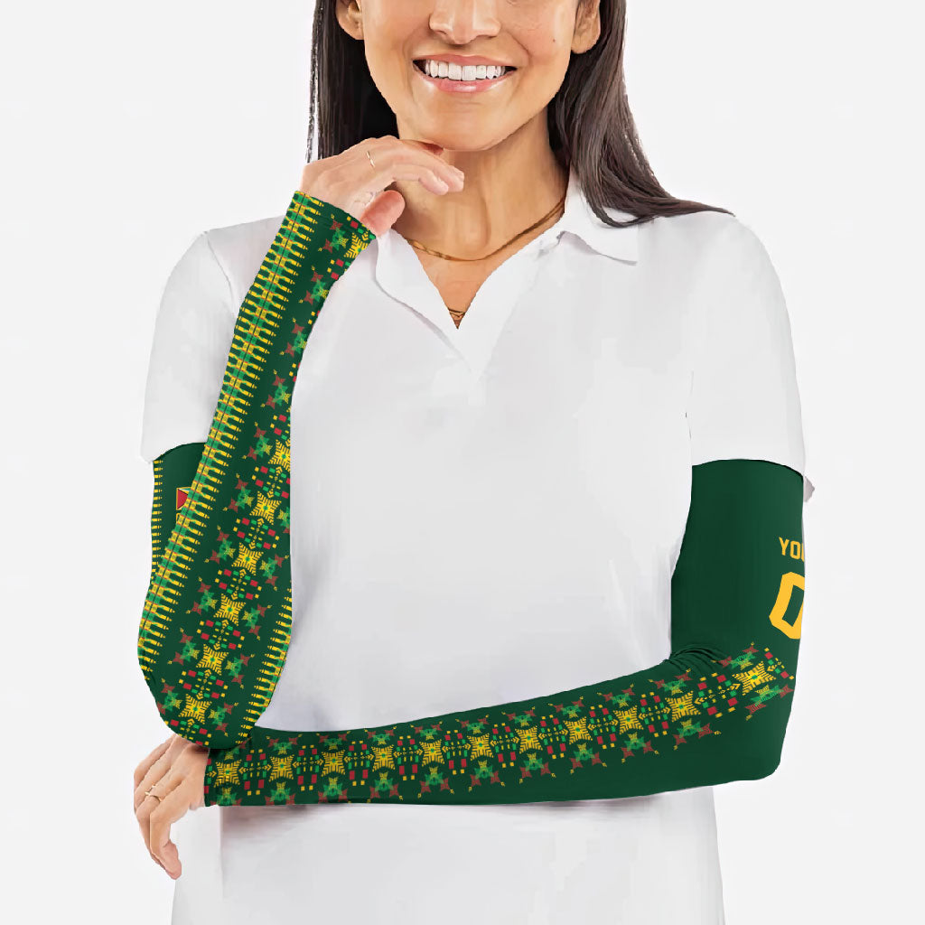 Custom Women’s Cricket Guyana Floral Series Arm Sleeves Rainforest Floral Geometry Motif