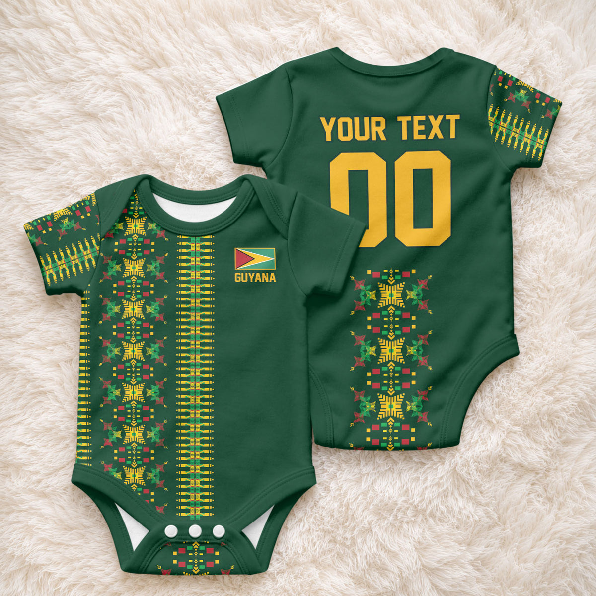 Custom Women’s Cricket Guyana Floral Series Baby Onesie Rainforest Floral Geometry Motif