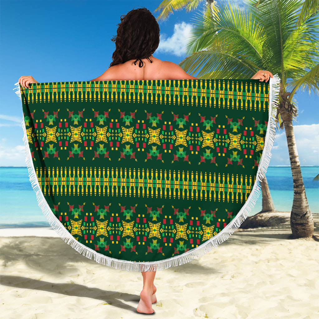 Custom Women’s Cricket Guyana Floral Series Beach Blanket Rainforest Floral Geometry Motif