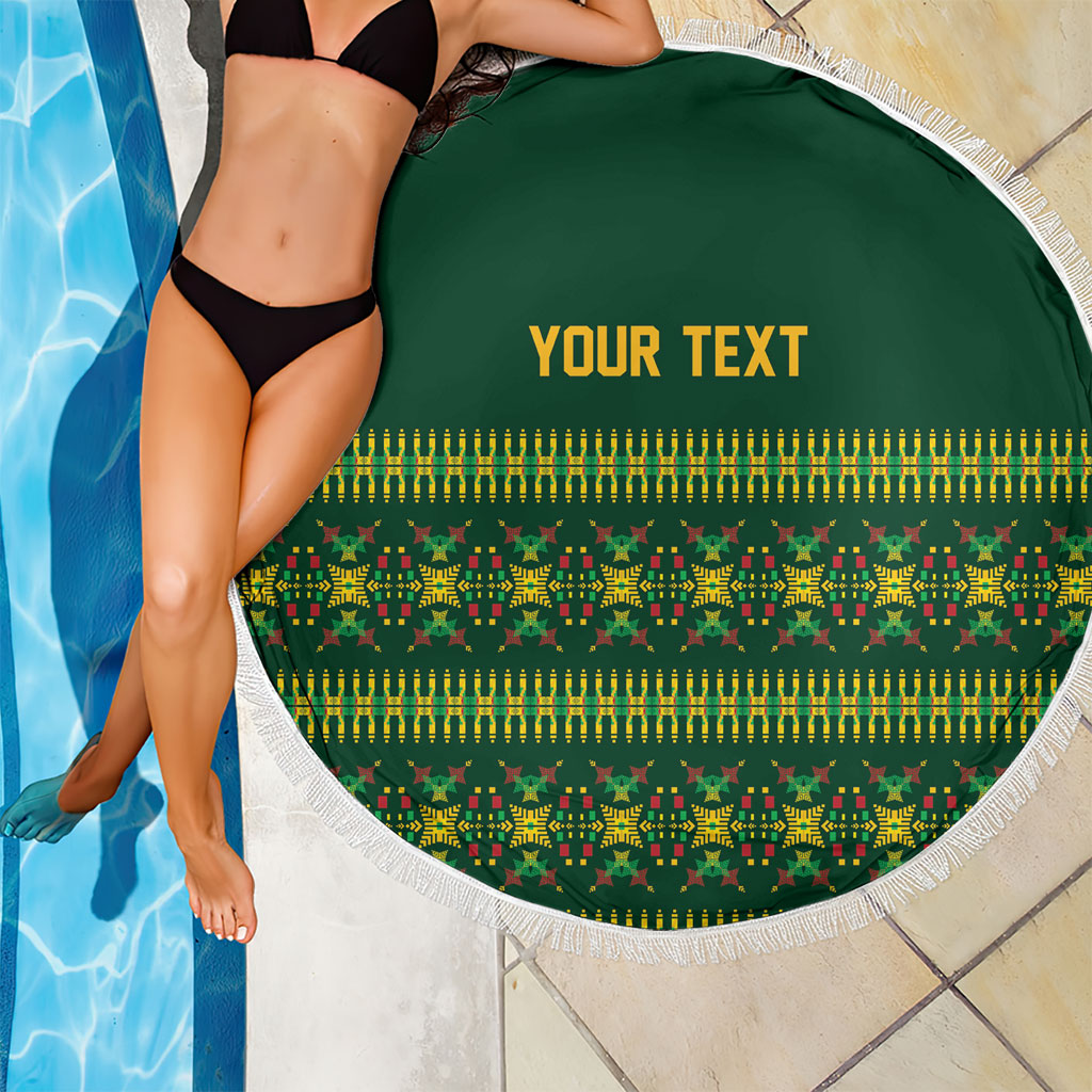 Custom Women’s Cricket Guyana Floral Series Beach Blanket Rainforest Floral Geometry Motif