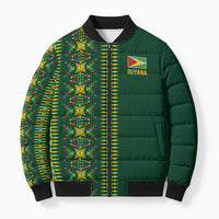Custom Women’s Cricket Guyana Floral Series Bomber Puffer Jacket Rainforest Floral Geometry Motif