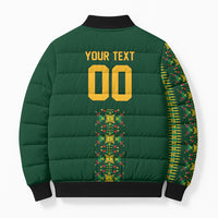 Custom Women’s Cricket Guyana Floral Series Bomber Puffer Jacket Rainforest Floral Geometry Motif
