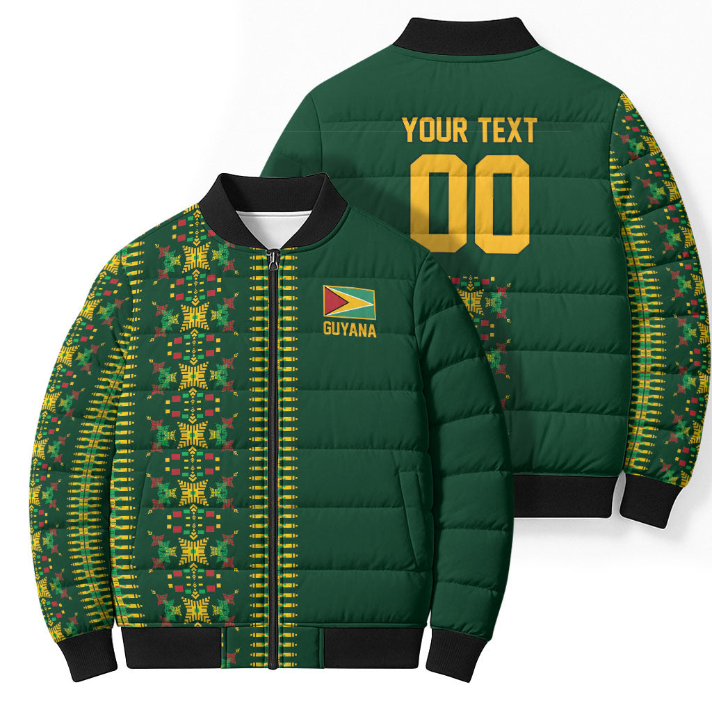 Custom Women’s Cricket Guyana Floral Series Bomber Puffer Jacket Rainforest Floral Geometry Motif