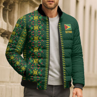 Custom Women’s Cricket Guyana Floral Series Bomber Puffer Jacket Rainforest Floral Geometry Motif