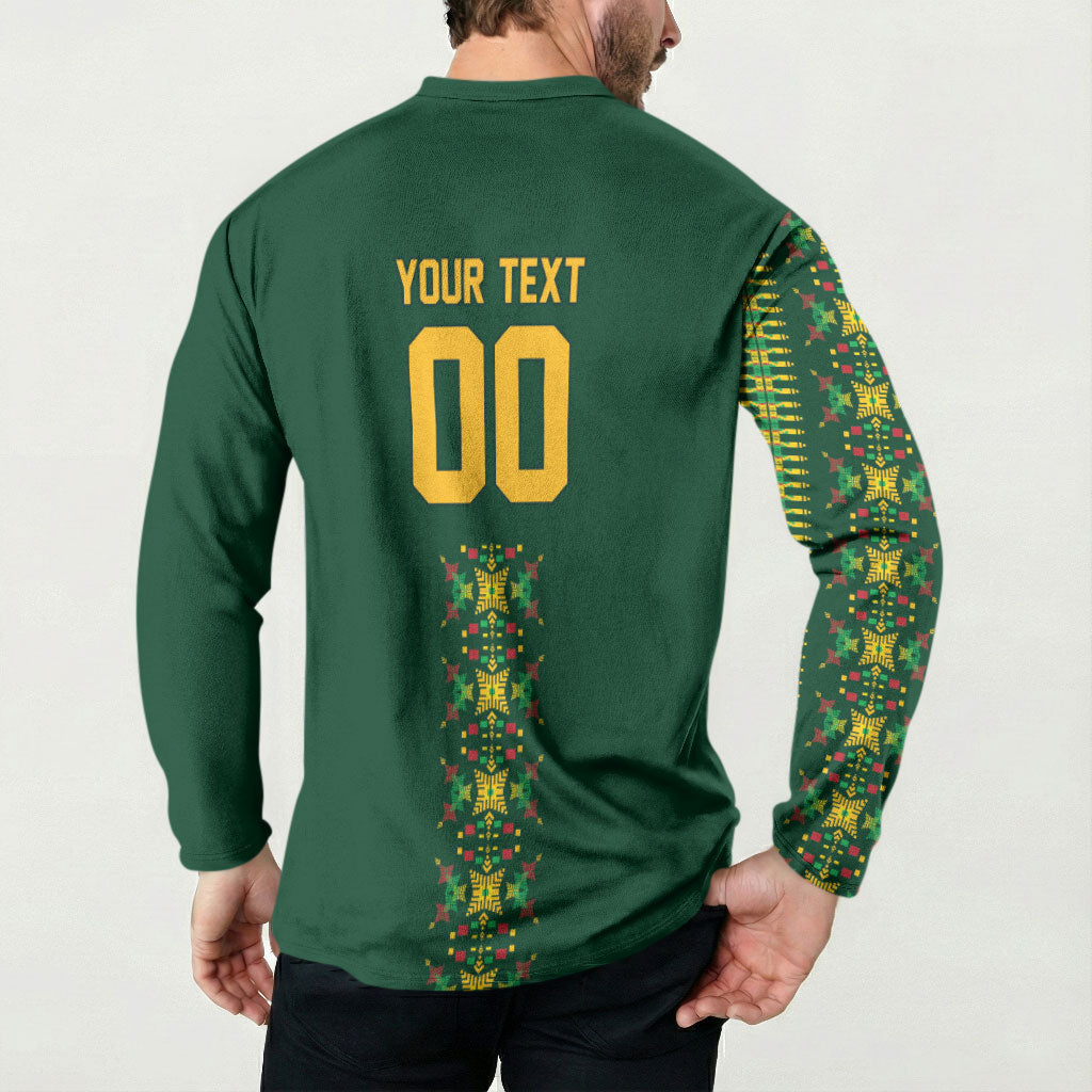 Custom Women’s Cricket Guyana Floral Series Button Sweatshirt Rainforest Floral Geometry Motif