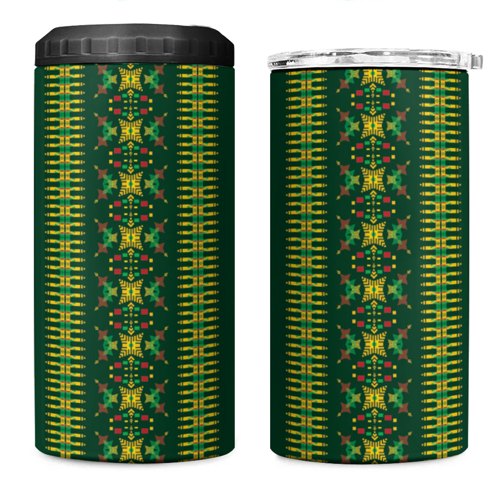 Custom Women’s Cricket Guyana Floral Series 4 in 1 Can Cooler Tumbler Rainforest Floral Geometry Motif