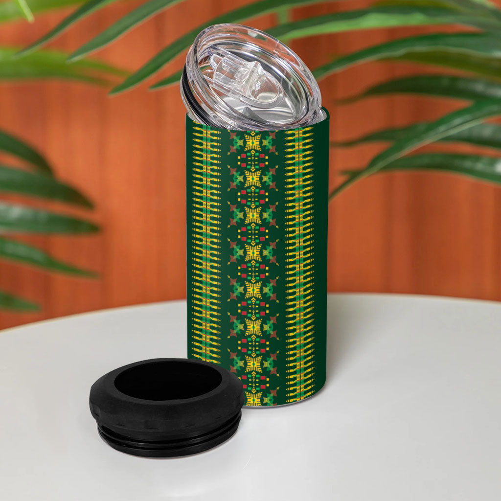 Custom Women’s Cricket Guyana Floral Series 4 in 1 Can Cooler Tumbler Rainforest Floral Geometry Motif