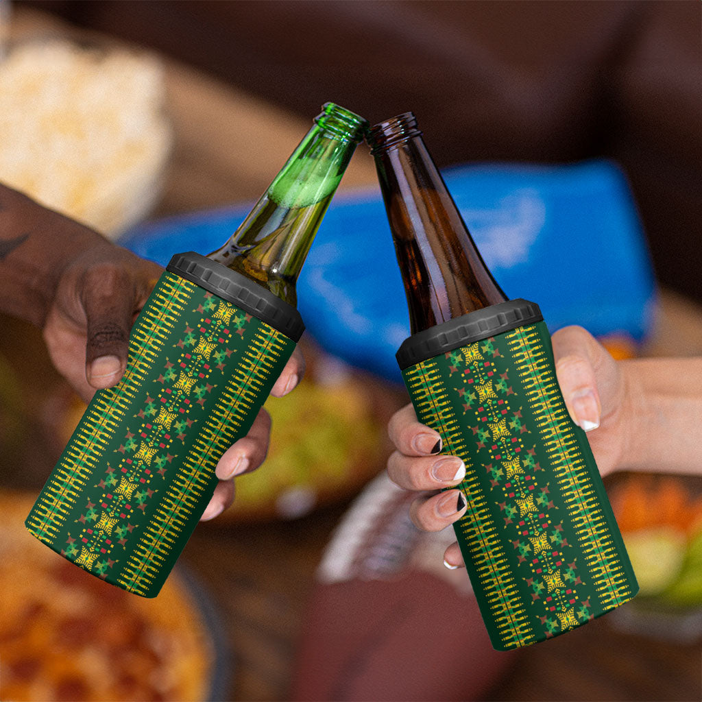 Custom Women’s Cricket Guyana Floral Series 4 in 1 Can Cooler Tumbler Rainforest Floral Geometry Motif
