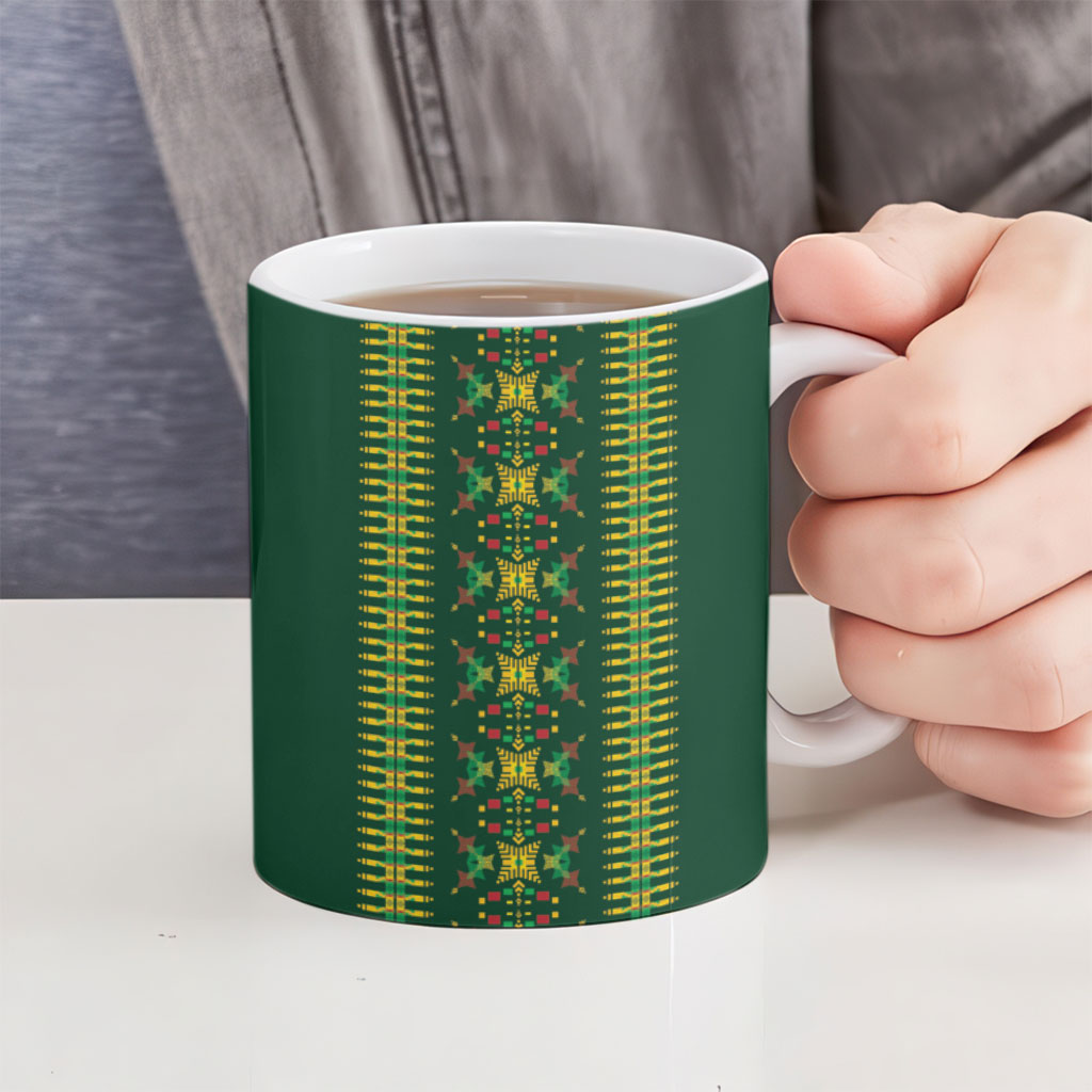 Custom Women’s Cricket Guyana Floral Series Ceramic Mug Rainforest Floral Geometry Motif