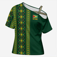 Custom Women’s Cricket Guyana Floral Series Cross Shoulder Shirt Rainforest Floral Geometry Motif