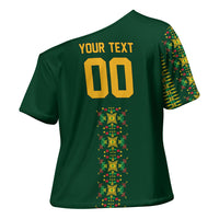 Custom Women’s Cricket Guyana Floral Series Cross Shoulder Shirt Rainforest Floral Geometry Motif