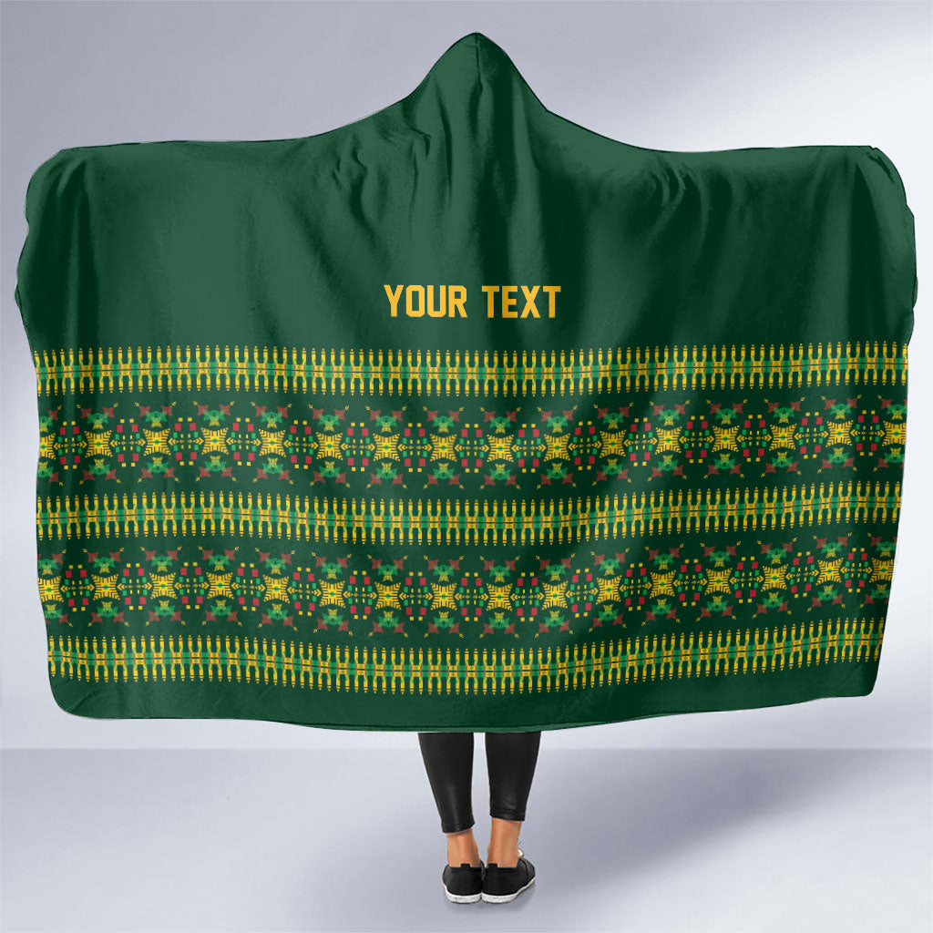 Custom Women’s Cricket Guyana Floral Series Hooded Blanket Rainforest Floral Geometry Motif