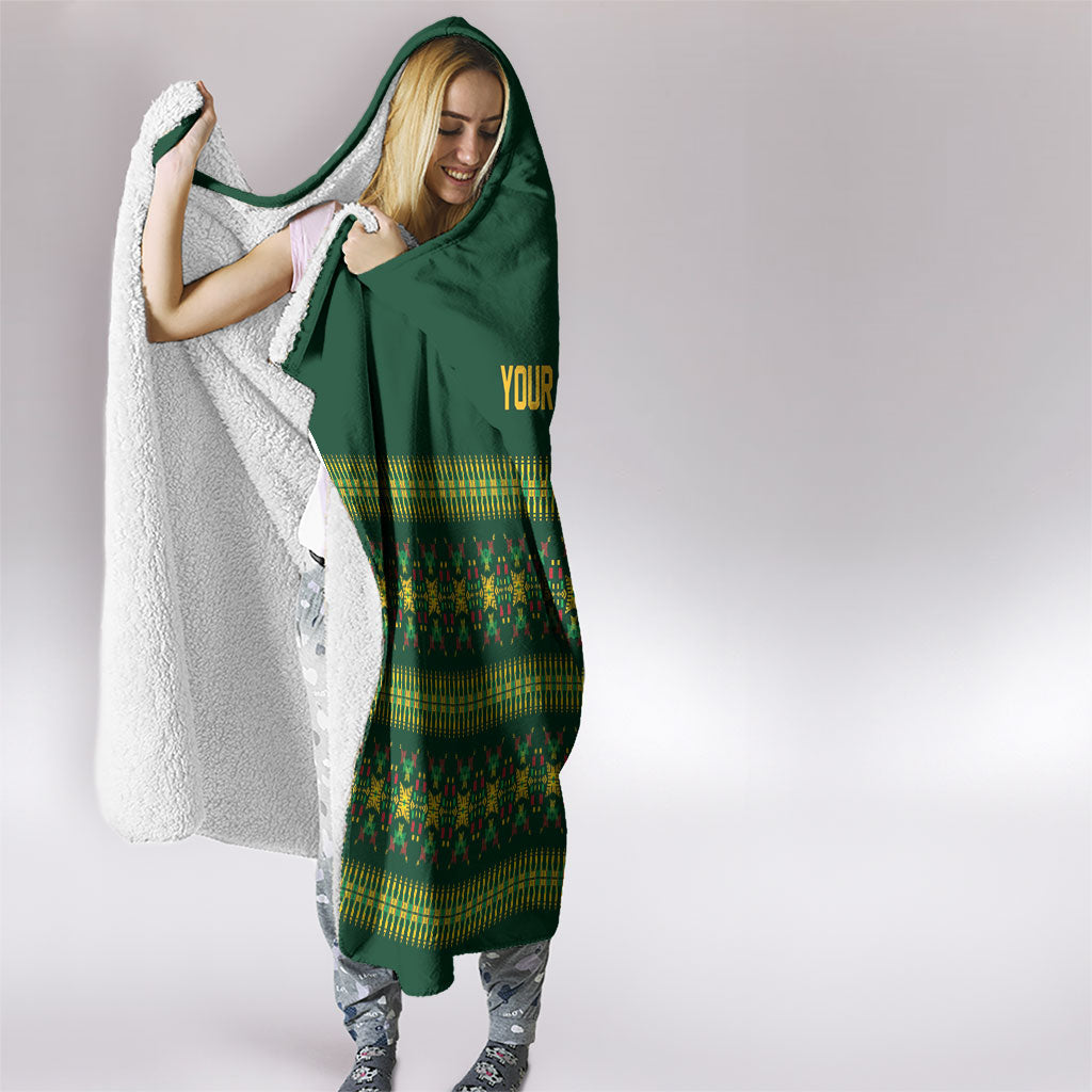 Custom Women’s Cricket Guyana Floral Series Hooded Blanket Rainforest Floral Geometry Motif
