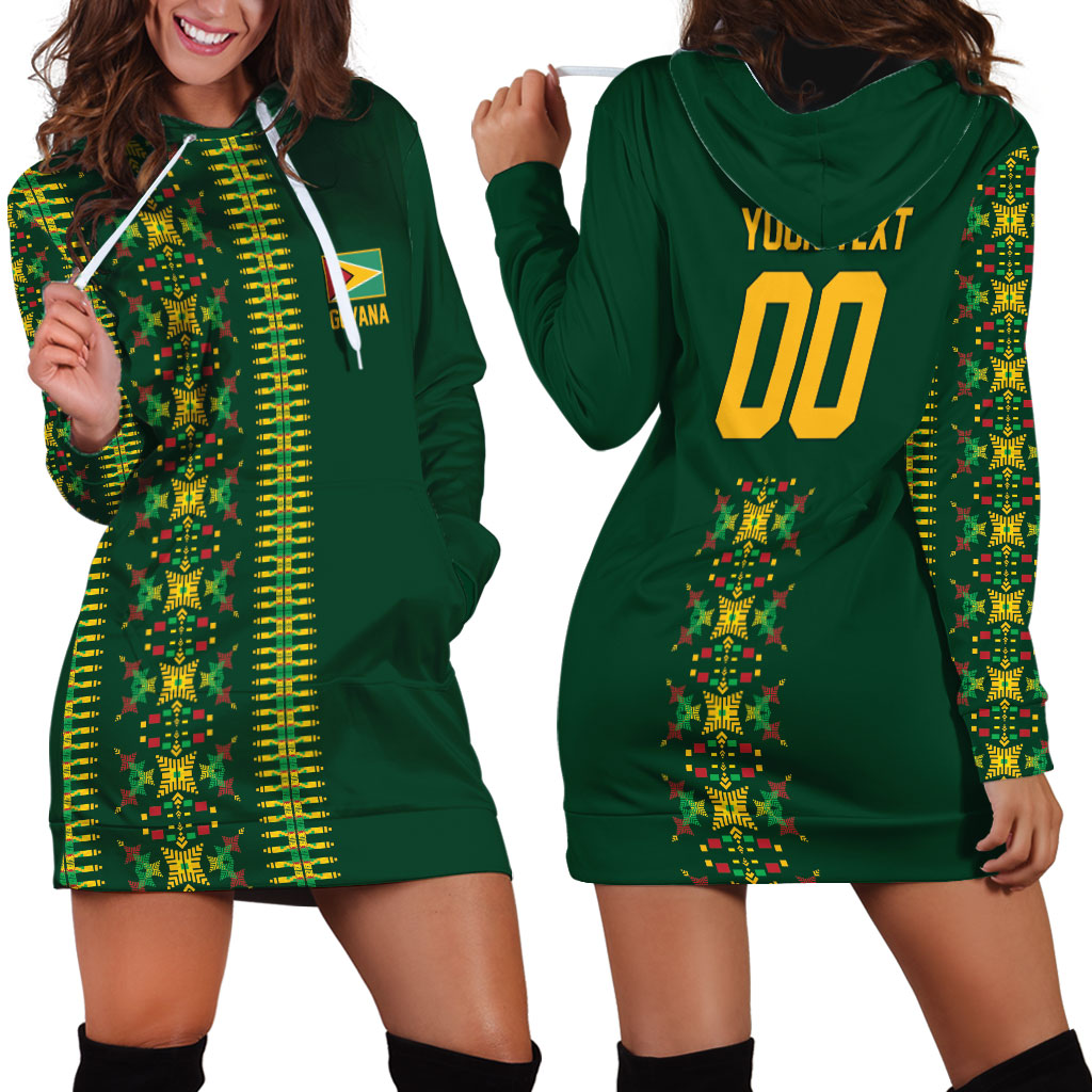 Custom Women’s Cricket Guyana Floral Series Hoodie Dress Rainforest Floral Geometry Motif