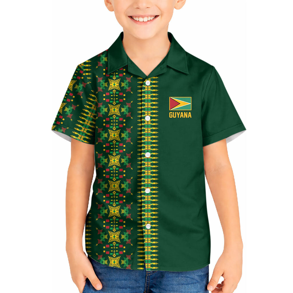 Custom Women’s Cricket Guyana Floral Series Kid Hawaiian Shirt Rainforest Floral Geometry Motif