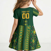 Custom Women’s Cricket Guyana Floral Series Kid Short Sleeve Dress Rainforest Floral Geometry Motif