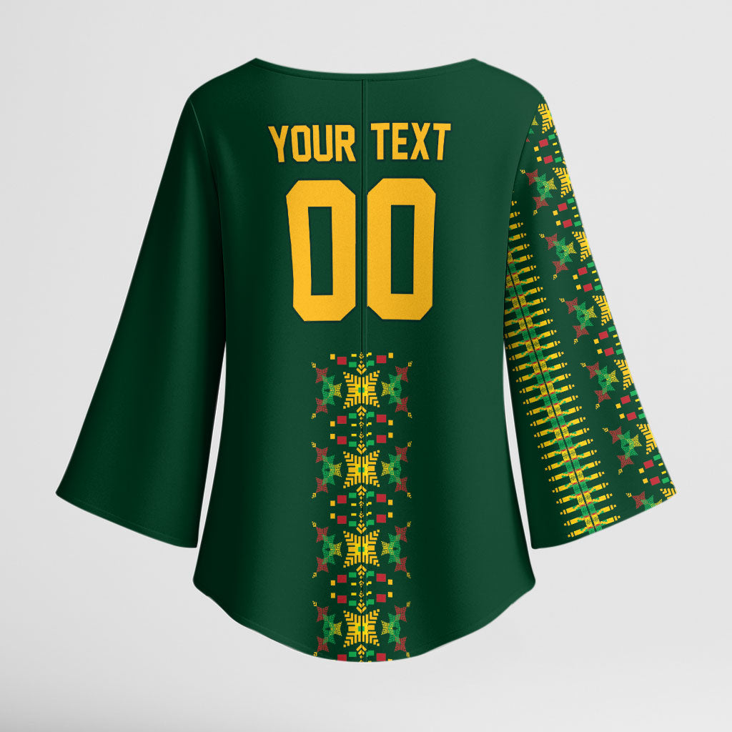 Custom Women’s Cricket Guyana Floral Series Kimono Sleeve Blouse Rainforest Floral Geometry Motif