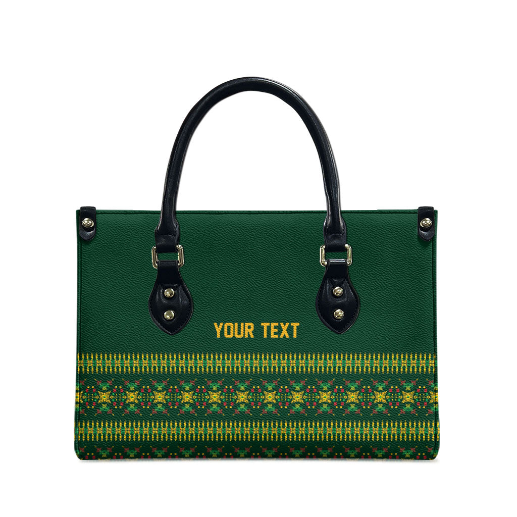 Custom Women’s Cricket Guyana Floral Series Leather Bag Rainforest Floral Geometry Motif