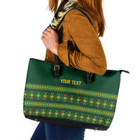 Custom Women’s Cricket Guyana Floral Series Leather Tote Bag Rainforest Floral Geometry Motif