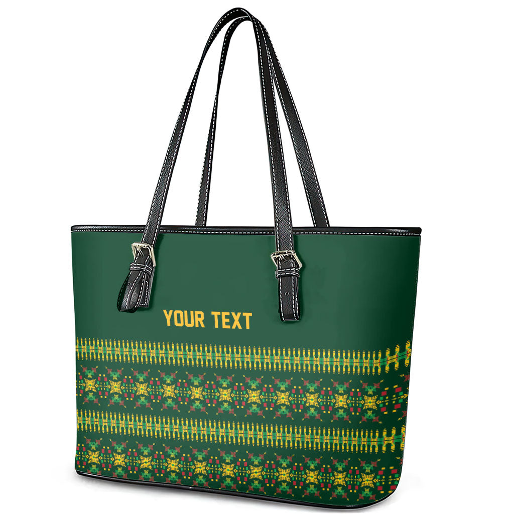 Custom Women’s Cricket Guyana Floral Series Leather Tote Bag Rainforest Floral Geometry Motif