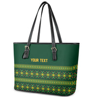 Custom Women’s Cricket Guyana Floral Series Leather Tote Bag Rainforest Floral Geometry Motif