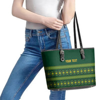 Custom Women’s Cricket Guyana Floral Series Leather Tote Bag Rainforest Floral Geometry Motif