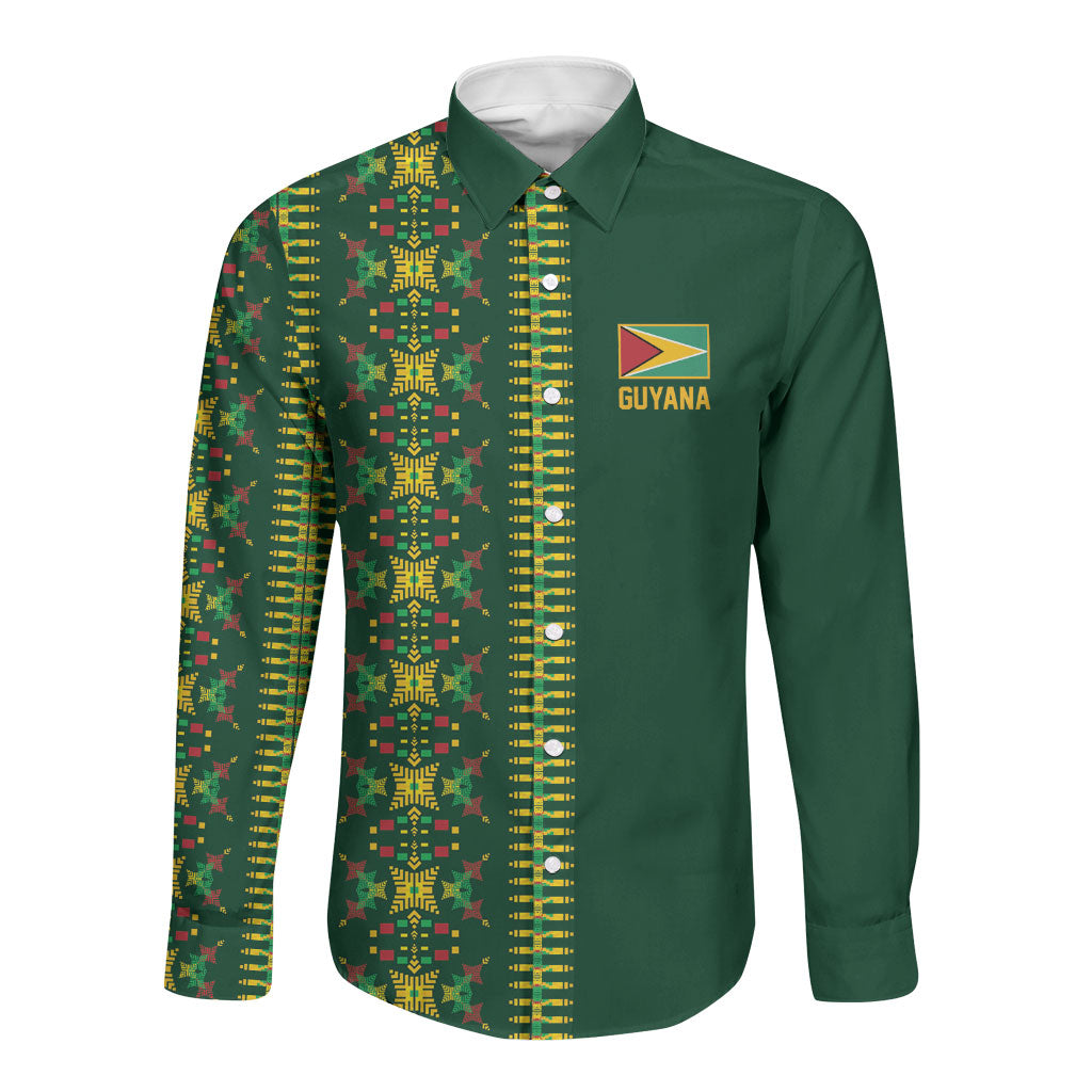 Custom Women’s Cricket Guyana Floral Series Long Sleeve Button Shirt Rainforest Floral Geometry Motif