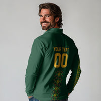 Custom Women’s Cricket Guyana Floral Series Long Sleeve Polo Shirt Rainforest Floral Geometry Motif