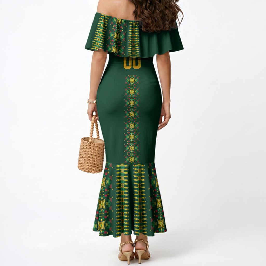 Custom Women’s Cricket Guyana Floral Series Mermaid Dress Rainforest Floral Geometry Motif