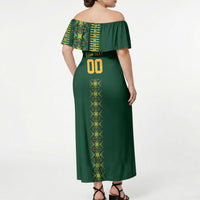 Custom Women’s Cricket Guyana Floral Series Off Shoulder Maxi Dress Rainforest Floral Geometry Motif
