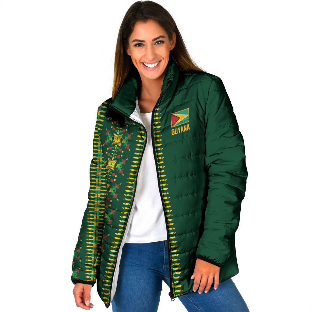 Custom Women’s Cricket Guyana Floral Series Padded Jacket Rainforest Floral Geometry Motif