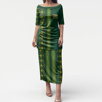 Custom Women’s Cricket Guyana Floral Series Puletasi Rainforest Floral Geometry Motif