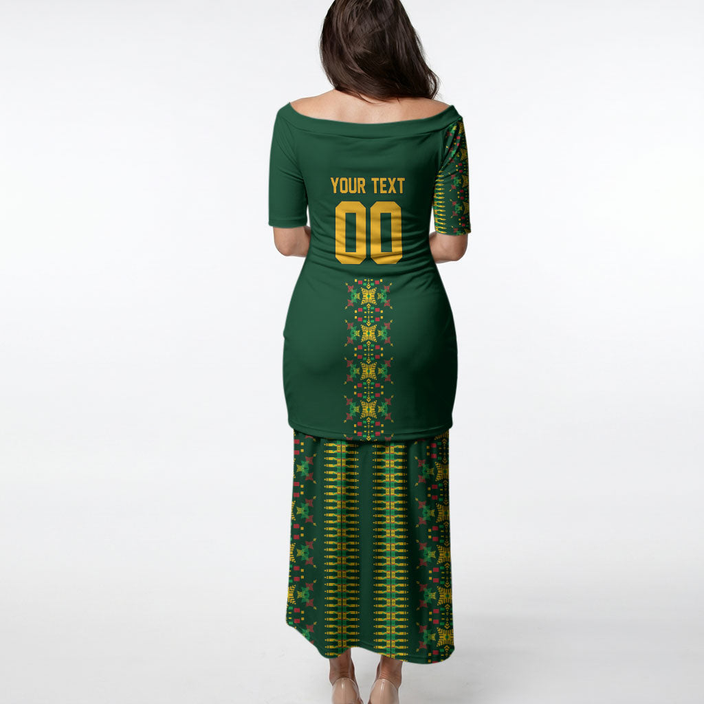 Custom Women’s Cricket Guyana Floral Series Puletasi Rainforest Floral Geometry Motif