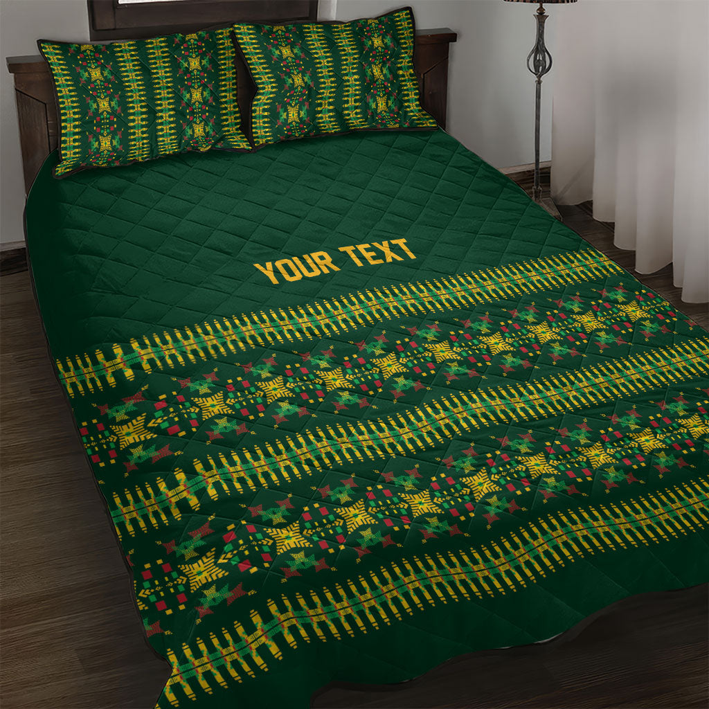 Custom Women’s Cricket Guyana Floral Series Quilt Bed Set Rainforest Floral Geometry Motif