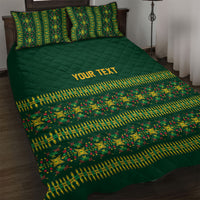 Custom Women’s Cricket Guyana Floral Series Quilt Bed Set Rainforest Floral Geometry Motif