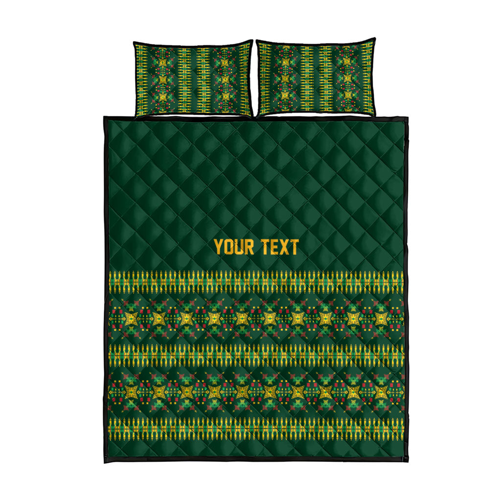 Custom Women’s Cricket Guyana Floral Series Quilt Bed Set Rainforest Floral Geometry Motif