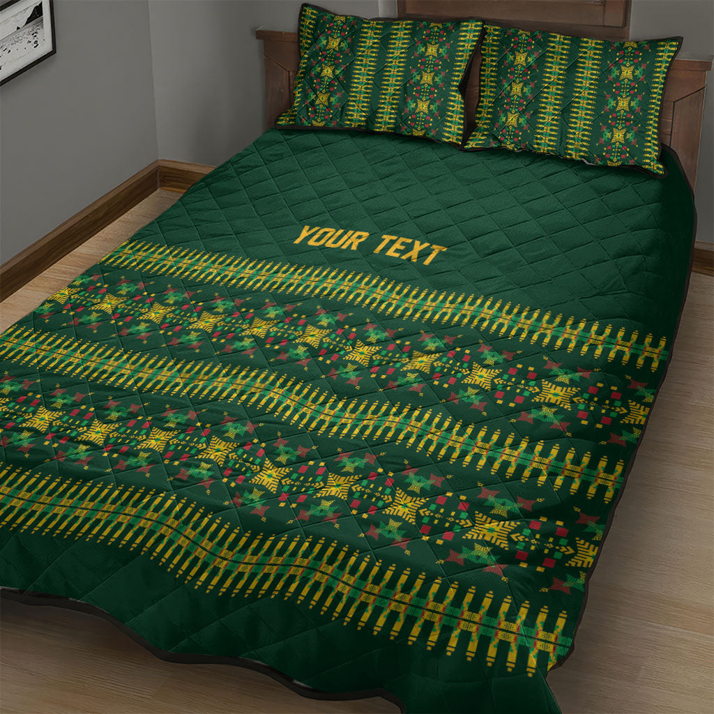 Custom Women’s Cricket Guyana Floral Series Quilt Bed Set Rainforest Floral Geometry Motif