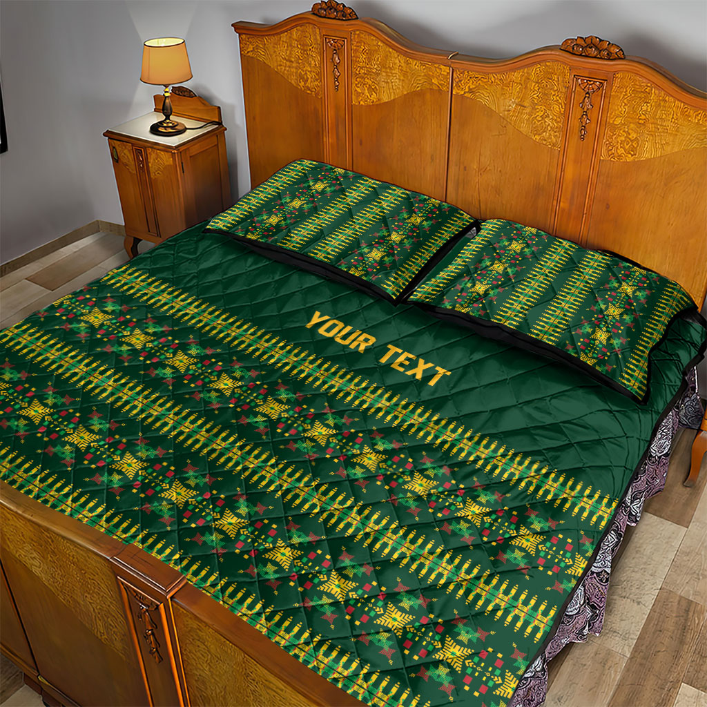 Custom Women’s Cricket Guyana Floral Series Quilt Bed Set Rainforest Floral Geometry Motif