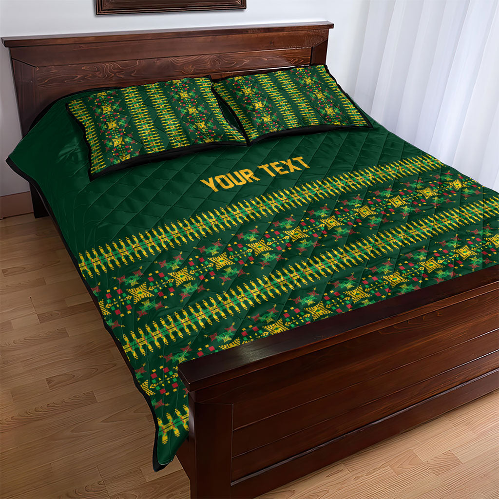 Custom Women’s Cricket Guyana Floral Series Quilt Bed Set Rainforest Floral Geometry Motif