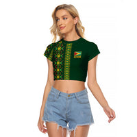 Custom Women’s Cricket Guyana Floral Series Raglan Cropped T Shirt Rainforest Floral Geometry Motif