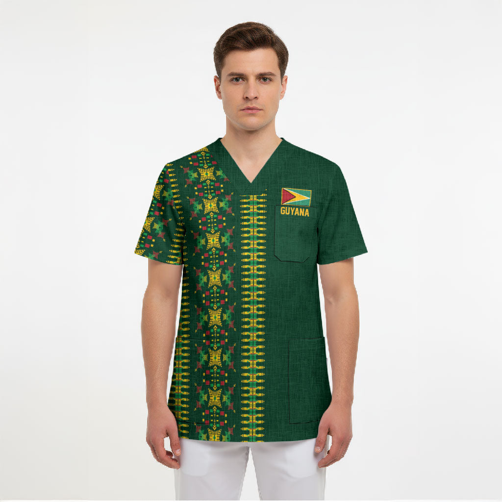 Custom Women’s Cricket Guyana Floral Series Scrub Top Rainforest Floral Geometry Motif