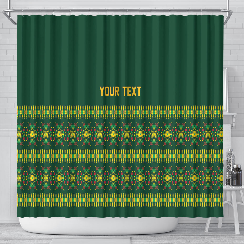 Custom Women’s Cricket Guyana Floral Series Shower Curtain Rainforest Floral Geometry Motif