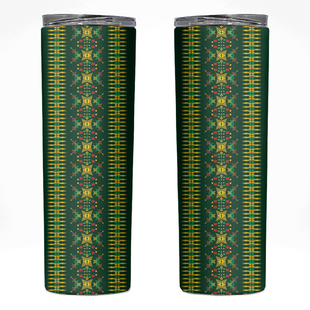 Custom Women’s Cricket Guyana Floral Series Skinny Tumbler Rainforest Floral Geometry Motif