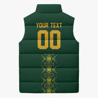 Custom Women’s Cricket Guyana Floral Series Sleeveless Puffer Jacket Rainforest Floral Geometry Motif